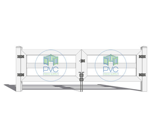 Wellington Vinyl Horizontal 3 Rails Ranch Fence Style Semi Privacy Double Gate
